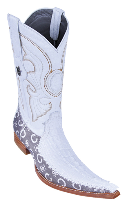 Los Altos White Genuine Crocodile 6X Pointed Toe Cowboy Boots 96T0128 - Click Image to Close